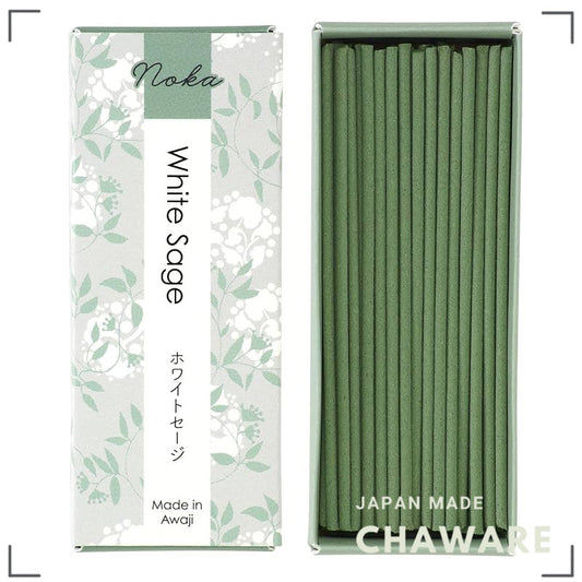 Kameyama Noka Premium Japanese Incense Sticks (Approx. 60, 93mm) – Made in Awaji Island, Soothing Aromas: White Sage / W