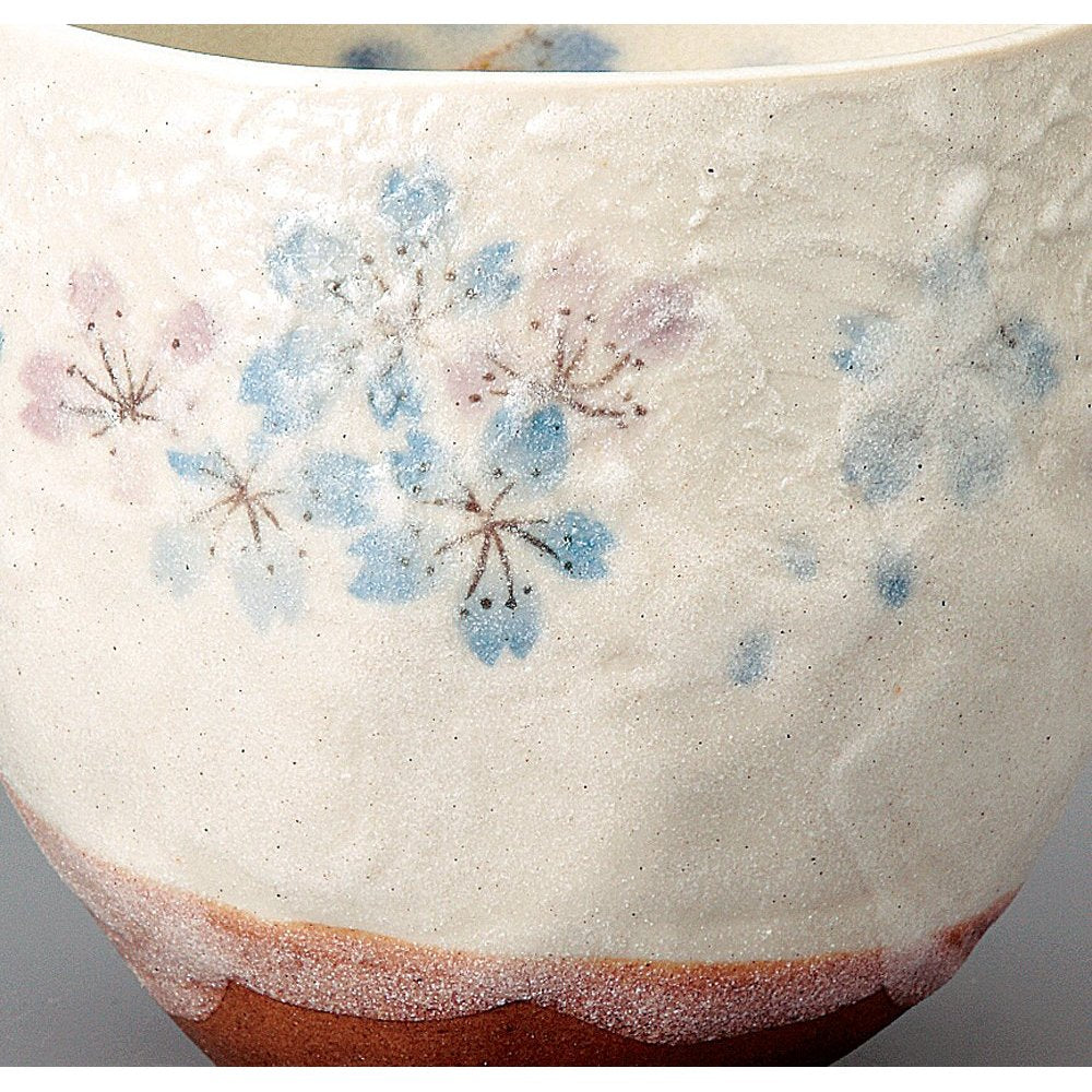 Sohogama Kiln Japanese Ceramic Sushi Yunomi Tea Cup, Heian Cherry Blossom, Blue, 8.5x8cm, 300ml