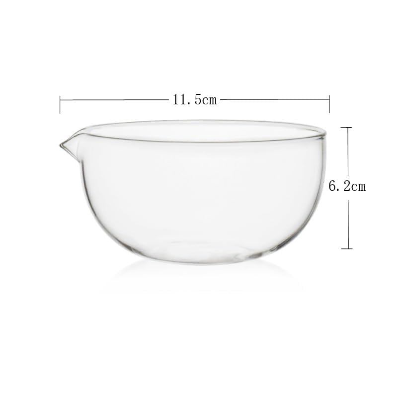 Clear Heat-Resistant Glass Matcha Bowl 11.5x6.2cm with Whisk Holder, Japanese Tea Ceremony Set