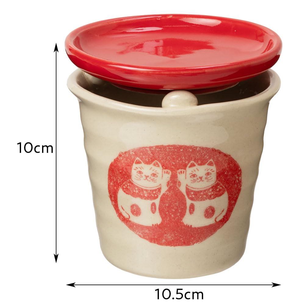 Seto-yaki Tea Aroma Burner with Paired Maneki Neko Cats - Japanese Aichi Craft Tea Scent Diffuser