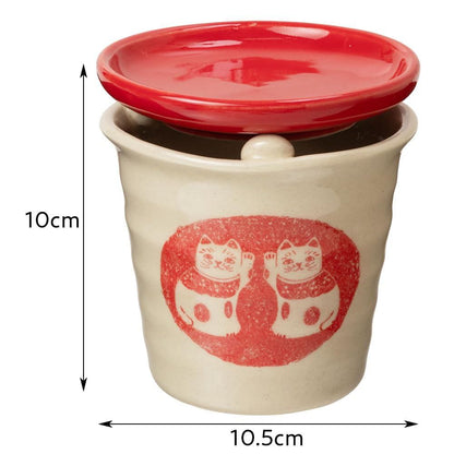 Seto-yaki Tea Aroma Burner with Paired Maneki Neko Cats - Japanese Aichi Craft Tea Scent Diffuser