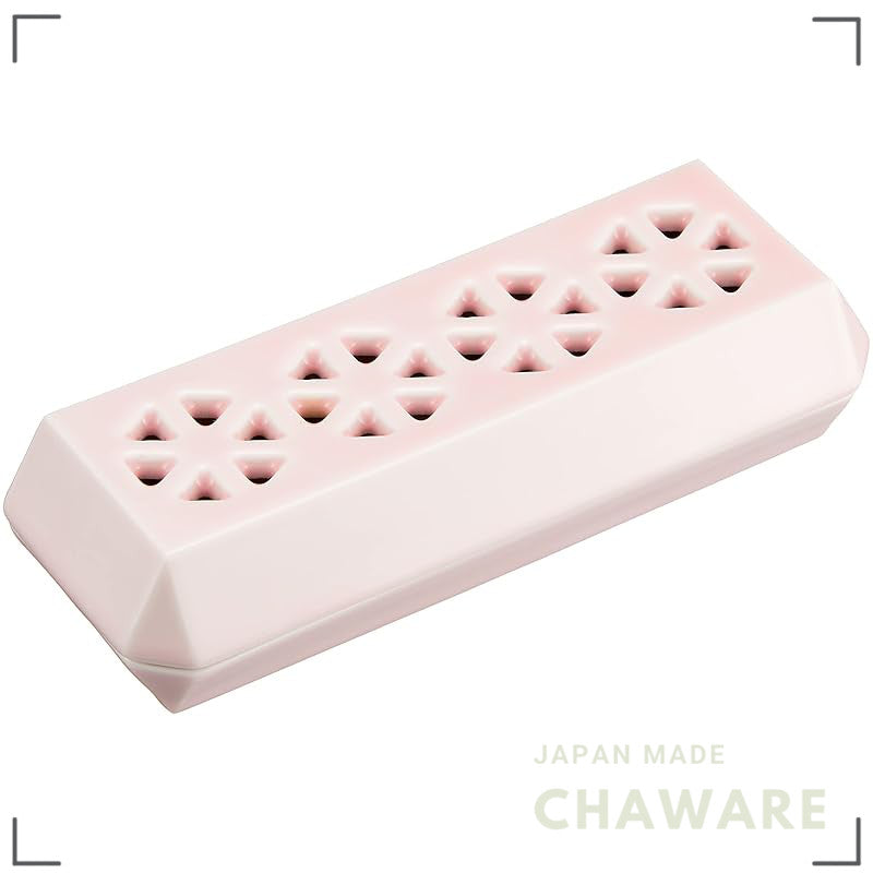 Sunmany Arita Porcelain Incense Tray - Compact Pink Made in Japan Incense Holder for Sticks/Resin