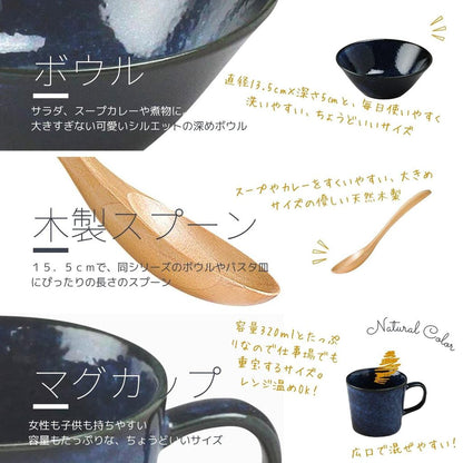 Aito Seisakusho "Natural Color" 6-Piece Mino Ware Dinnerware Set for One – Dishwasher & Microwave Safe, Made in Japan