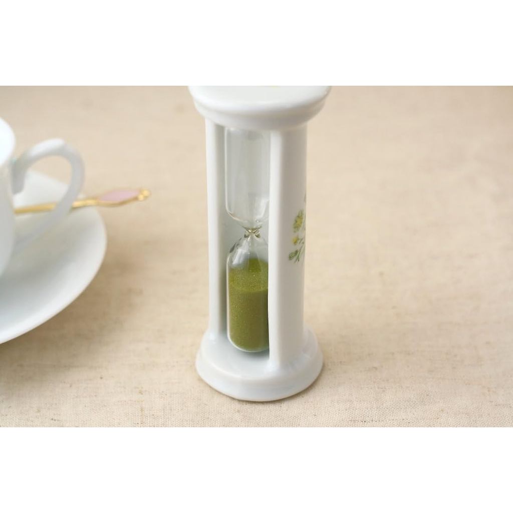 Cerapockke Cute Ceramic 3-Minute Chamomile Hourglass Tea Timer - Seto-Yaki Japan, Floral Gift