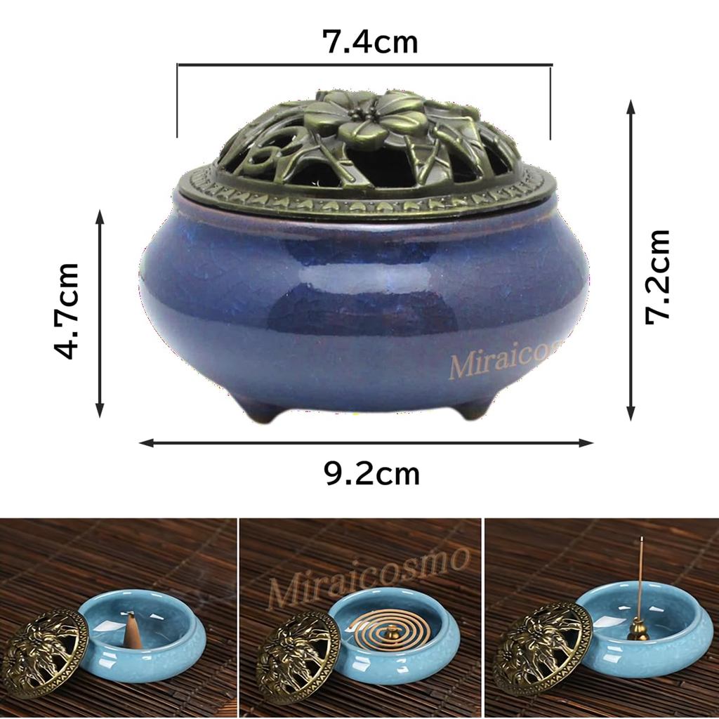 miraicosmo Ceramic Incense Burner & Holder Set – Soothing Color Tones