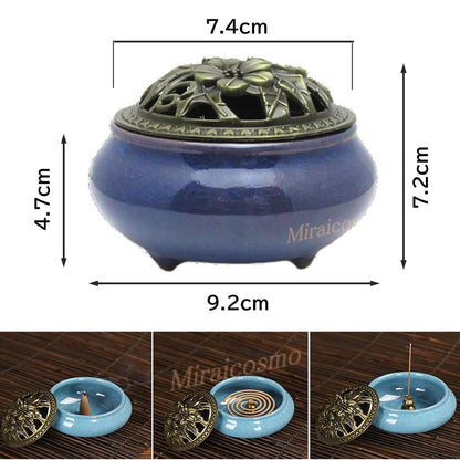 miraicosmo Ceramic Incense Burner & Holder Set – Soothing Color Tones