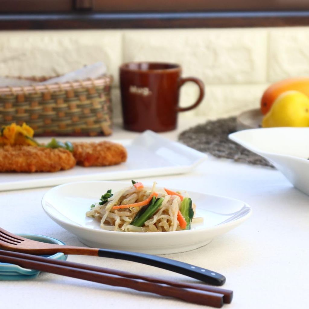 cerapockke Simple Oval Plate 19.5cm Made in Japan Mino/Seto-yaki Flat Pasta Plate for Steak, Stirfry