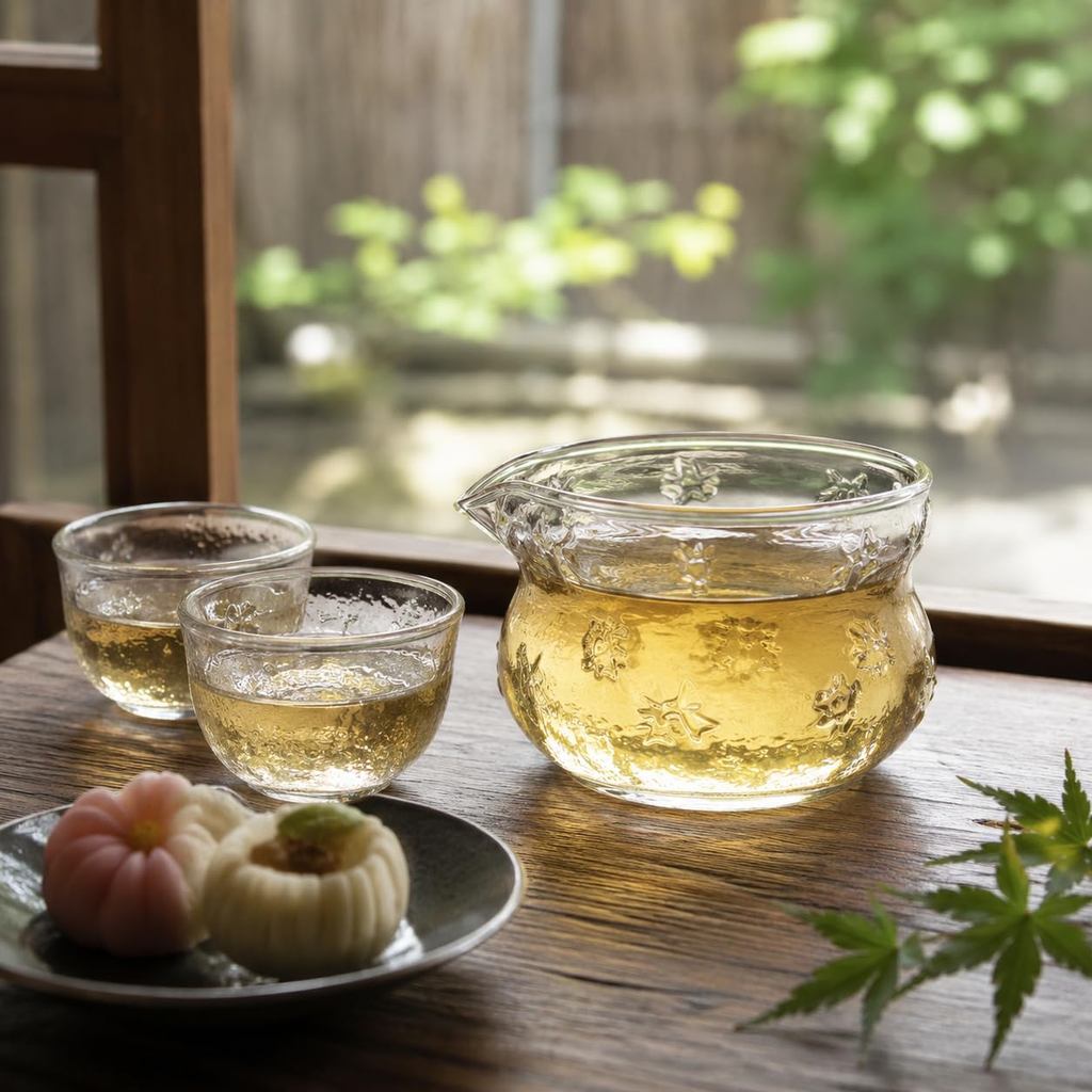 MiniMood 450ml Heat-Resistant Glass Pouring Bowl, Spouted Tea Pitcher, Japanese Tea, Matcha