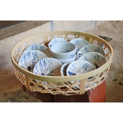 Tosa Odo-yaki Beku Cup (Hole) - Perforated Sake Guinomi, Harimaya Printed Traditional Ceramic