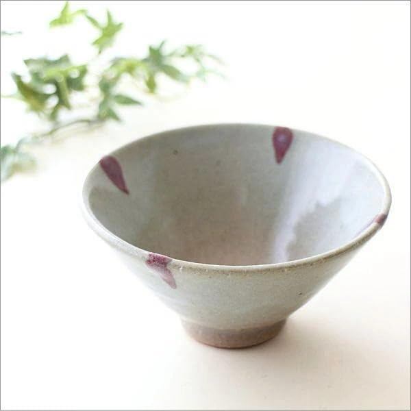 Stylish Japanese Seto-yaki Ceramic Rice Bowl, Modern Wafu Tableware, Cinnabar Drip Hime Chawan
