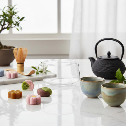 MiniMood 500ml Heat-Resistant Glass Pouring Bowl with Spout, Japanese Tea, Sauce & Dressing Server