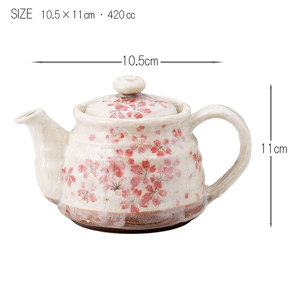 Sohogama Ceramic Teapot Heian Sakura Cherry Blossom with Strainer 420cc, Model 482-09-403