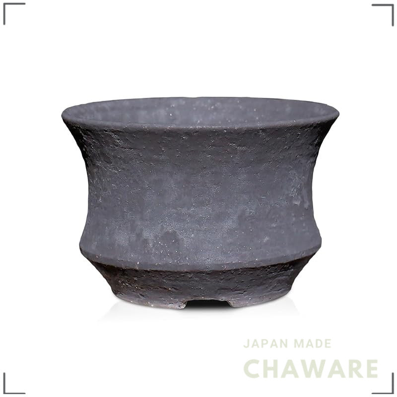 Umekichi Bonsai Supplies Black Iron Glaze Shigaraki Bonsai Pot, Medium-Deep Oval, S 4in (12cm)