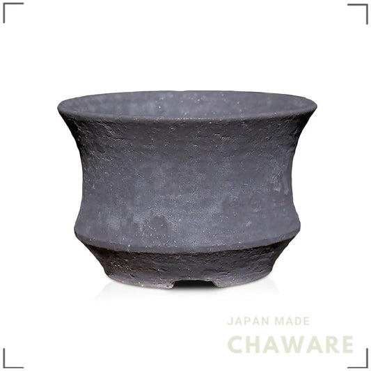 Umekichi Bonsai Supplies Black Iron Glaze Shigaraki Bonsai Pot, Medium-Deep Oval, S 4in (12cm)
