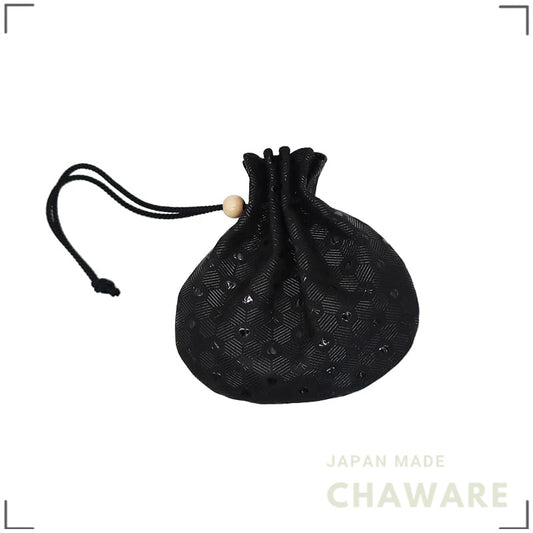 [Momohana] Koshu Inden Deerskin Drawstring Pouch by Inden-ya, Made in Japan, Unisex, Black x Black