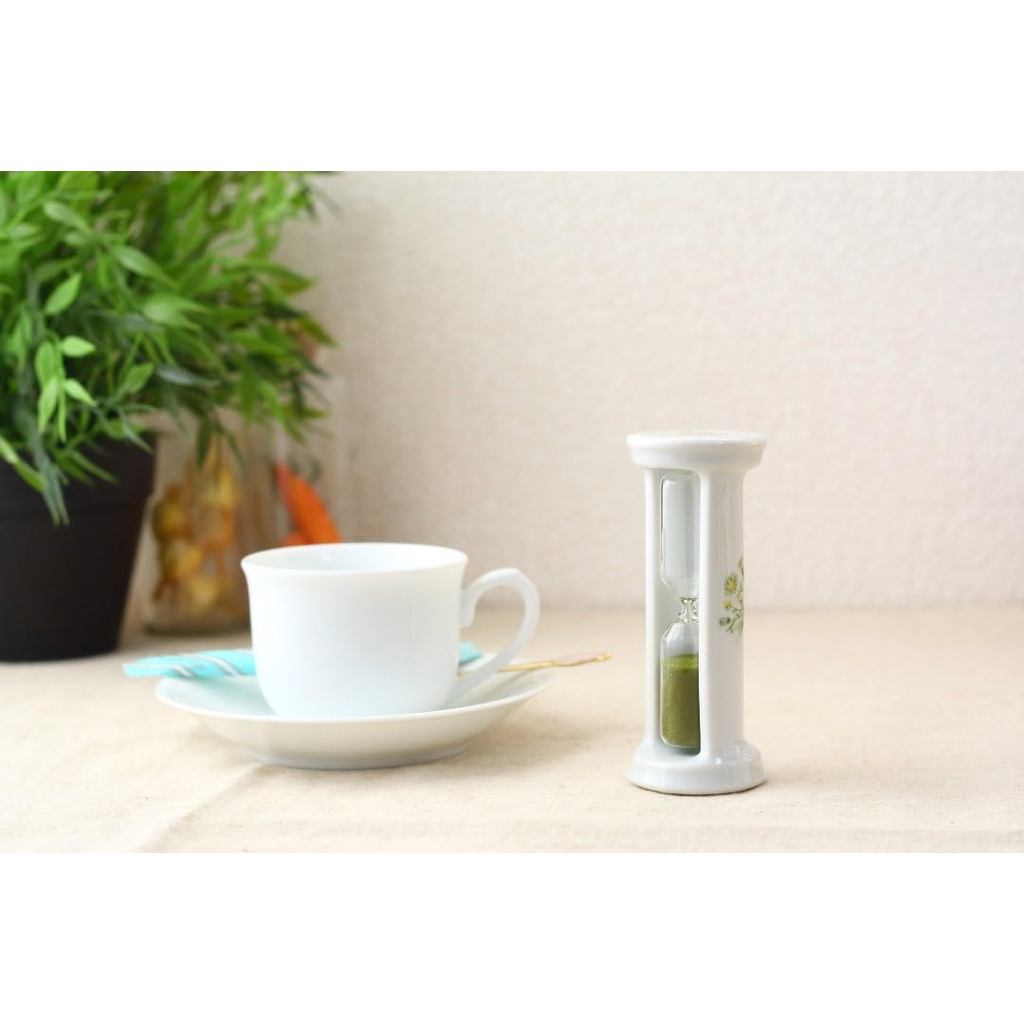 Cerapockke Cute Ceramic 3-Minute Chamomile Hourglass Tea Timer - Seto-Yaki Japan, Floral Gift