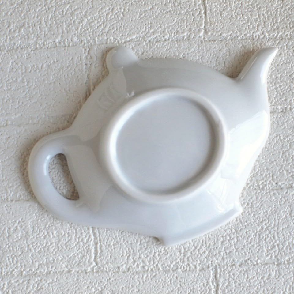 Seto Ware Japanese Ceramic Pot-Shaped Tea Bag Tray – Small Floral Tea Bag Holder Plate, 12×8.5×2 cm
