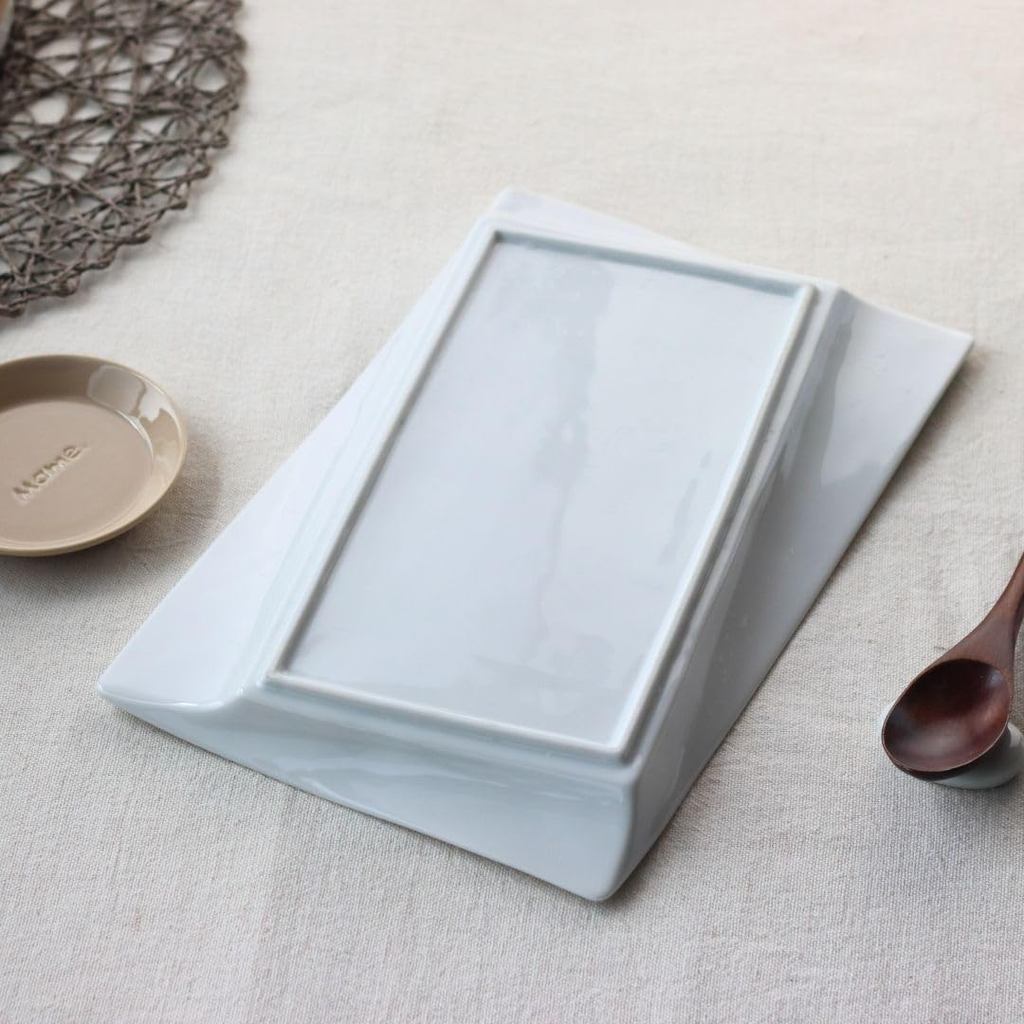 cerapockke Aflex Rectangular Bread Plate 30.5cm White Japanese Mino Seto Porcelain Dinner Platter