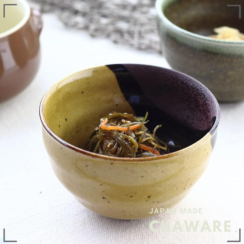 cerapockke Mino-yaki 11.5cm Yellow 4-sun Small Deep Bowl Made in Japan Seto Ware Donburi