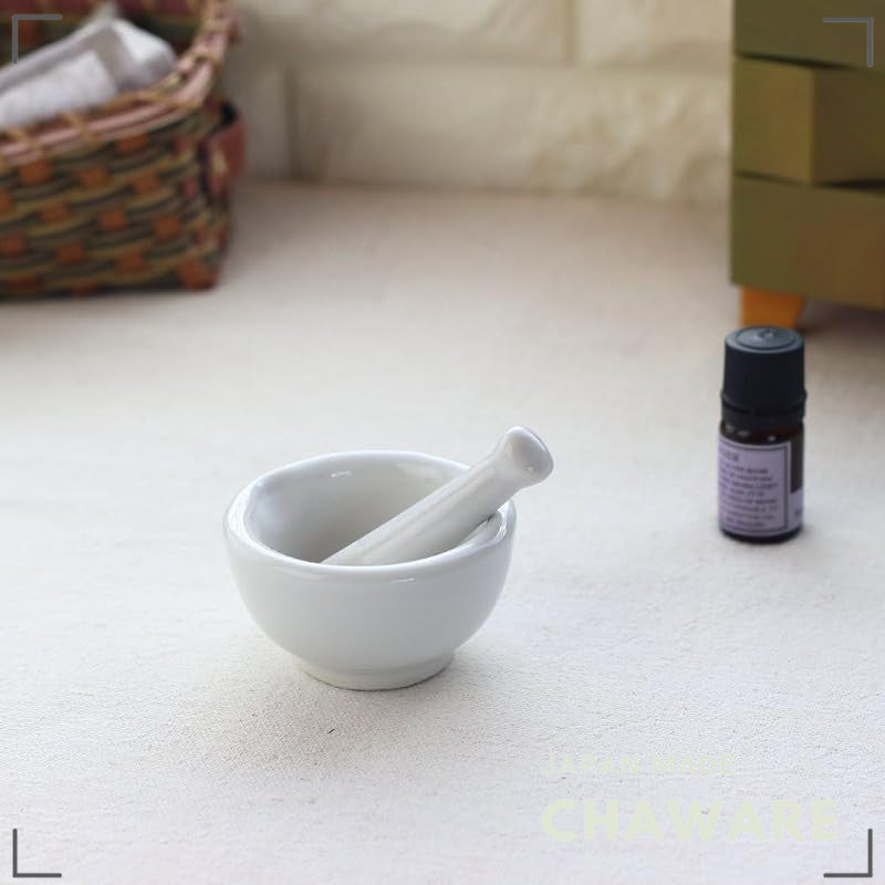 cerapockke 40ml Ceramic Mortar & Pestle - Japan Mino/Seto for DIY Cosmetics, Aroma & Herb Grinding