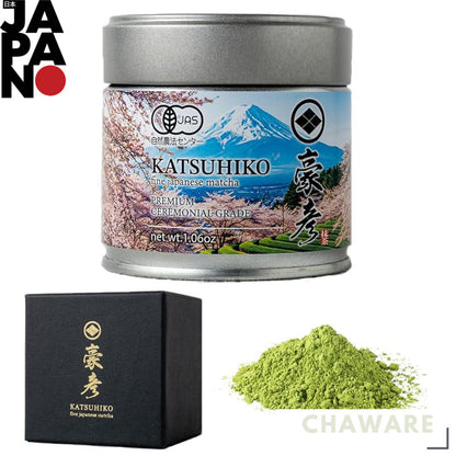 KATSUHIKO Organic Uji Matcha 30g - Premium Ceremony Grade Single Origin, Rare, JAS Certified, Kagoshima. Traditional Jap