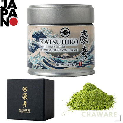 KATSUHIKO Premium Organic Matcha - 30g of Rare First Harvest Tea, Single Origin, Ceremony Grade. Certified Organic JAS, 