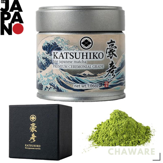 KATSUHIKO Premium Organic Matcha - 30g of Rare First Harvest Tea, Single Origin, Ceremony Grade. Certified Organic JAS, 