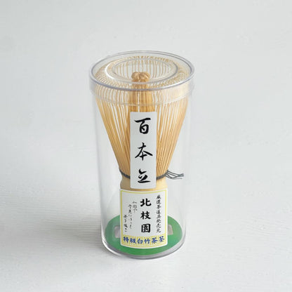 【Hokushien Deluxe White Bamboo 100-Prong Chasen】 Matcha Whisk Tea Ceremony Tool Traditional Craft Matcha Café Accessory Urasenke Practice Tea Ceremony (100-Prong, Deluxe)