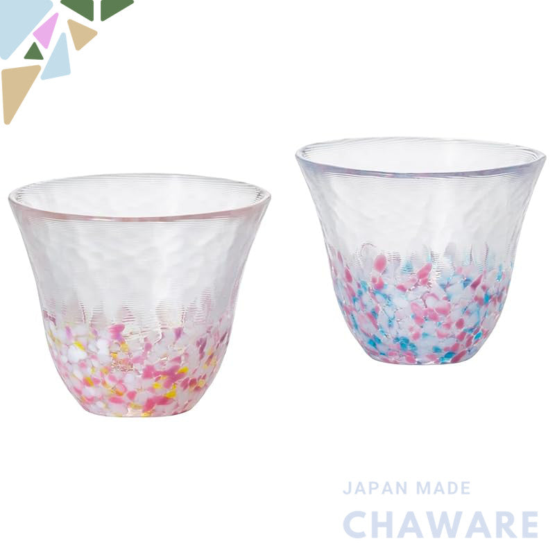 ADERIA Tsugaru Glass Sakurabina Sake Cup Pair Set in Gift Box - Japanese Made, Elegant Alcohol Glassware, Perfect for Gifting on Special Occasions Like Birthdays or Housewarming Celebrations. Ideal for Couples, Men, Women for Sake and Cold Liquors.
