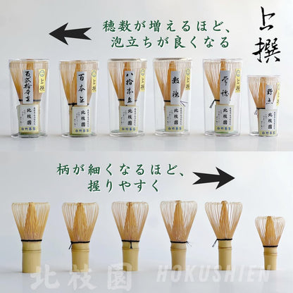 【Hokushien Premium White Bamboo 100-Prong Chasen】 Matcha Whisk Tea Ceremony Tool Traditional Craft Matcha Café Accessory Urasenke Practice (100-Prong, Premium)