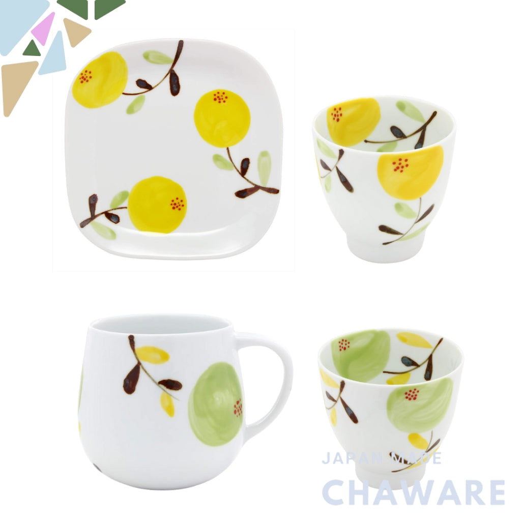 Hasami Porcelain Fukumine Touen Mocoa Collection - Square Plate & Mugs