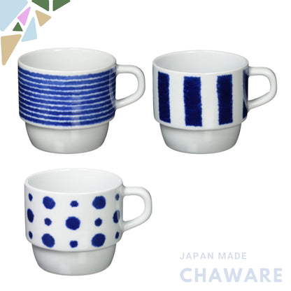 Saikaitoki Hasami Ware Indigo Aidama Stacking Mug Collection