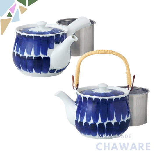 Japanese Impressed Pattern Teapot with Stainless Steel Strainer - Large Size, 600ml Capacity, Made in Japan