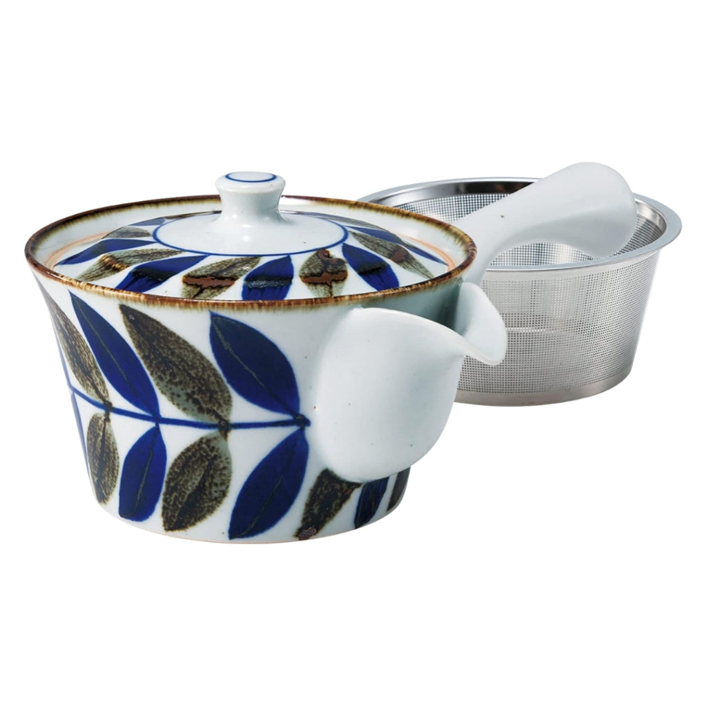 Hasami Porcelain Teapot with Stainless Steel Infuser - Karakusa and Kazura Designs, 270-275ml, Made in Japan