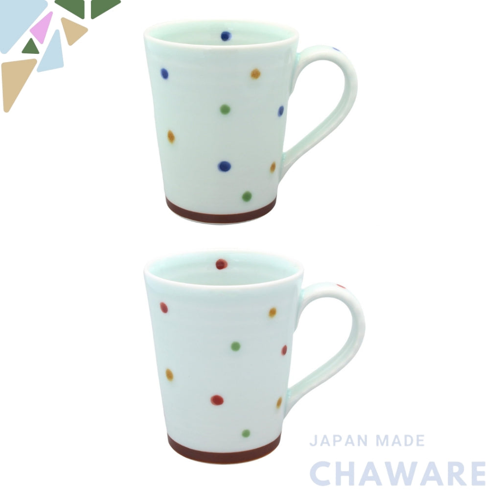 Hasami Porcelain Jouyama Pottery Colorful Polka Dot Mug - Blue and Red Variants