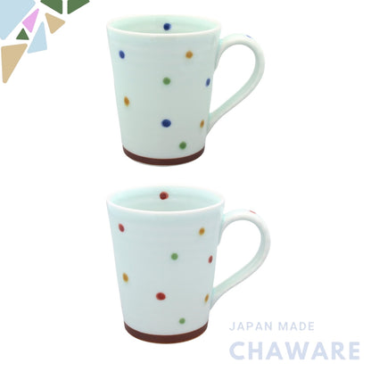 Hasami Porcelain Jouyama Pottery Colorful Polka Dot Mug - Blue and Red Variants