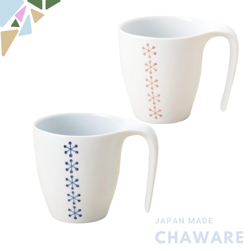 Hasami Porcelain CtoC Japan Double-Tone Stackable Mug with Patterns - Red and Blue Options, 320cc