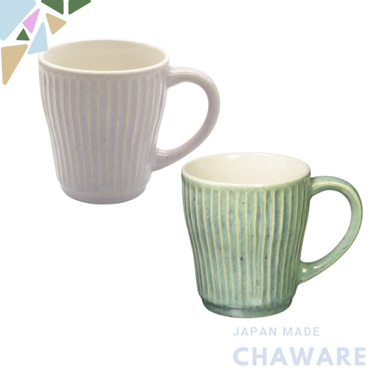 Aito Manufacturing "Ripple" Ceramic Mug - 330ml, Available in Beige and Light Green, Minoyaki