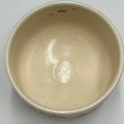 White-decorated pink cherry blossom matcha bowl, Mino ware (made in Japan)chawan