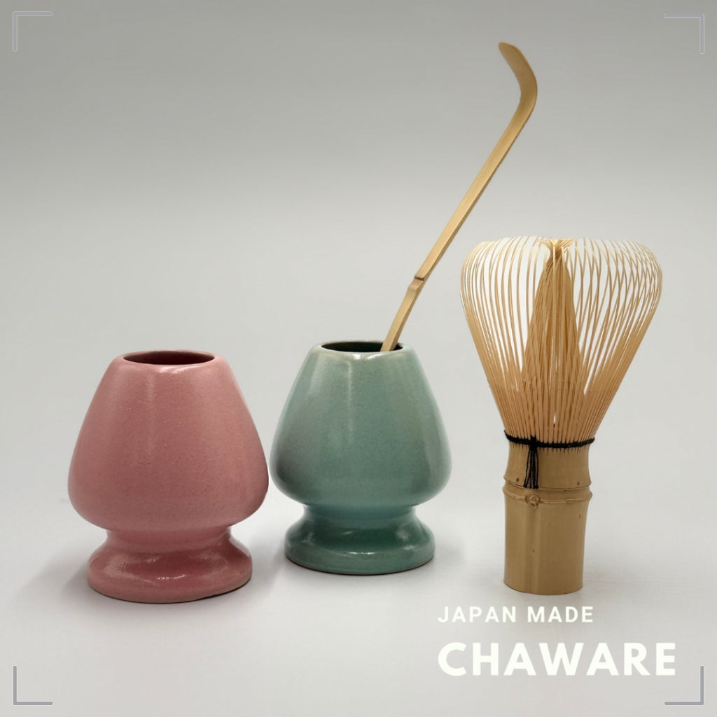 Chasen, tea scoop, and tea whisk straightener set, blue, pink,matcha whisk,chaware