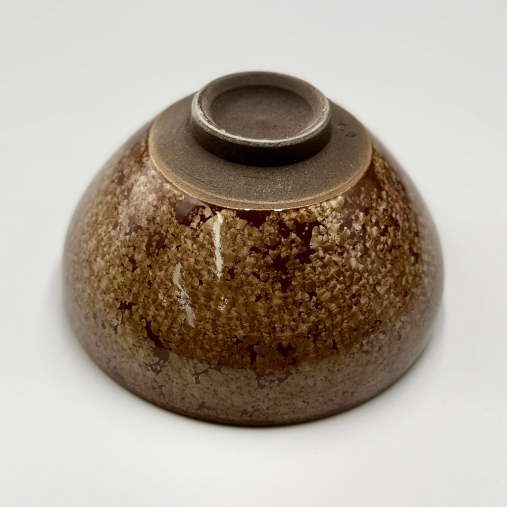 Flower Crystal (Grayish Brown) Matcha Bowl, Kiyomizu Ware, Kyoto Japan, chawan