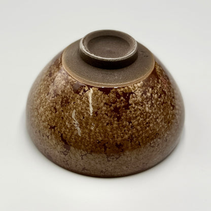 Flower Crystal (Grayish Brown) Matcha Bowl, Kiyomizu Ware, Kyoto Japan, chawan