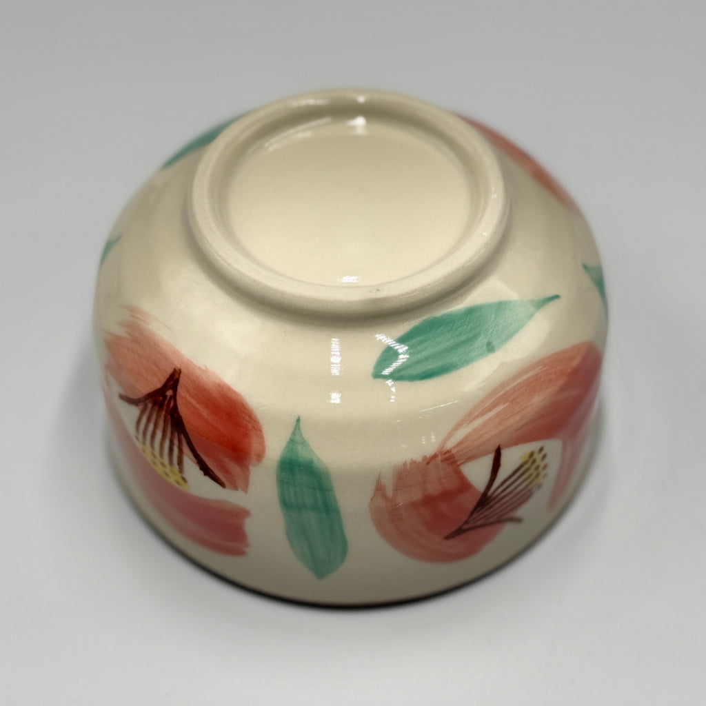 Red Flower Matcha Bowl Seto Ware (Made in Japan)matcha chawan,japanese tea bowl