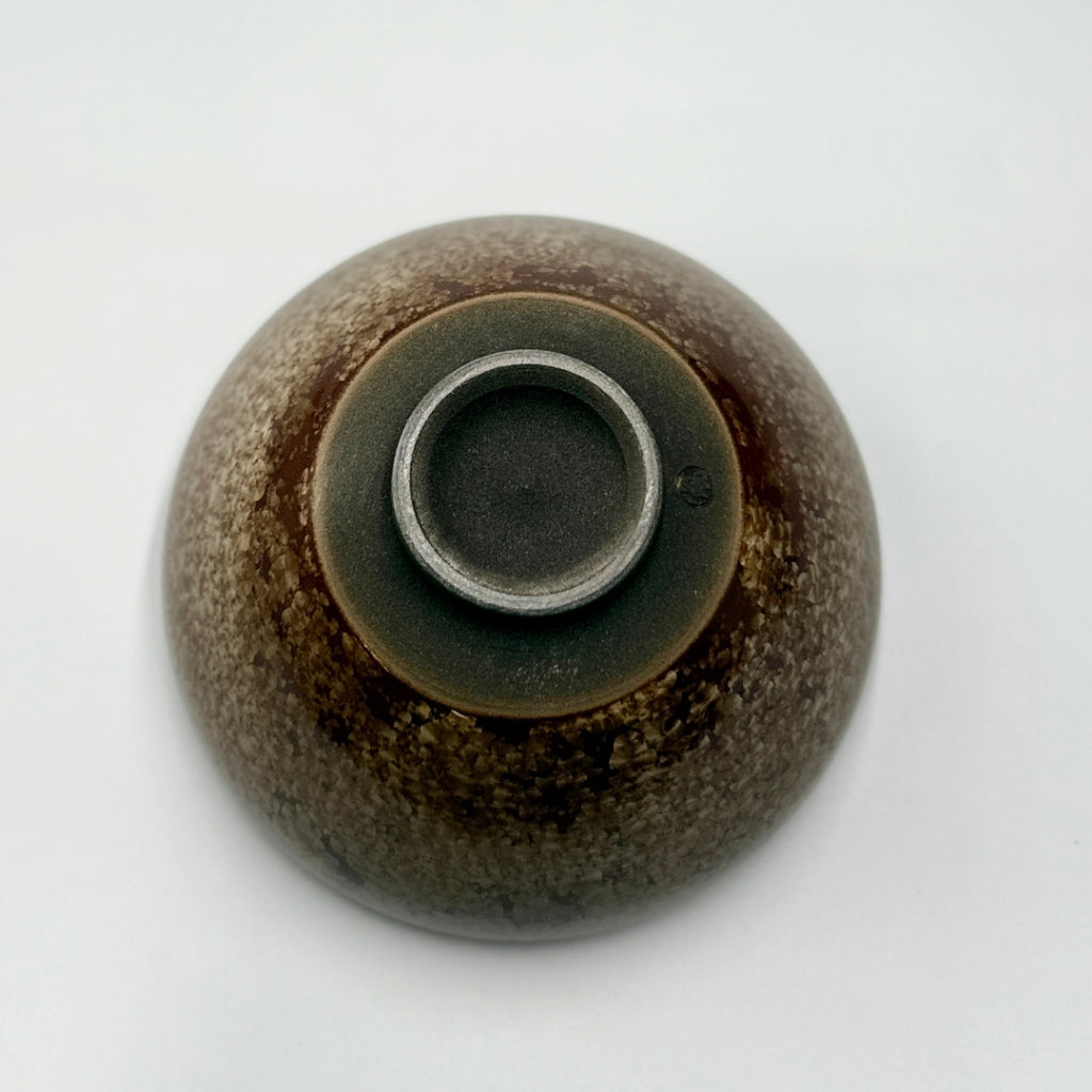 Flower Crystal (Grayish Brown) Matcha Bowl, Kiyomizu Ware, Kyoto Japan, chawan
