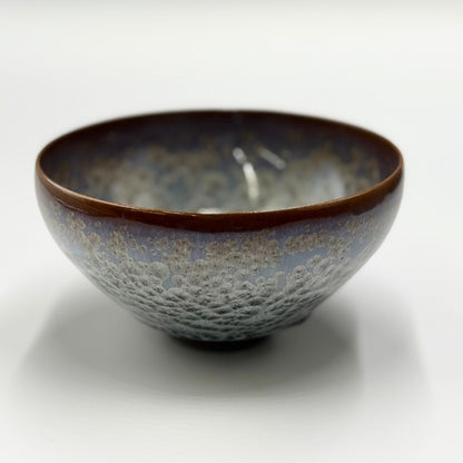 Flower crystal (rusty light blue) Matcha bowl, Kiyomizu ware, Kyoto japan,chawan