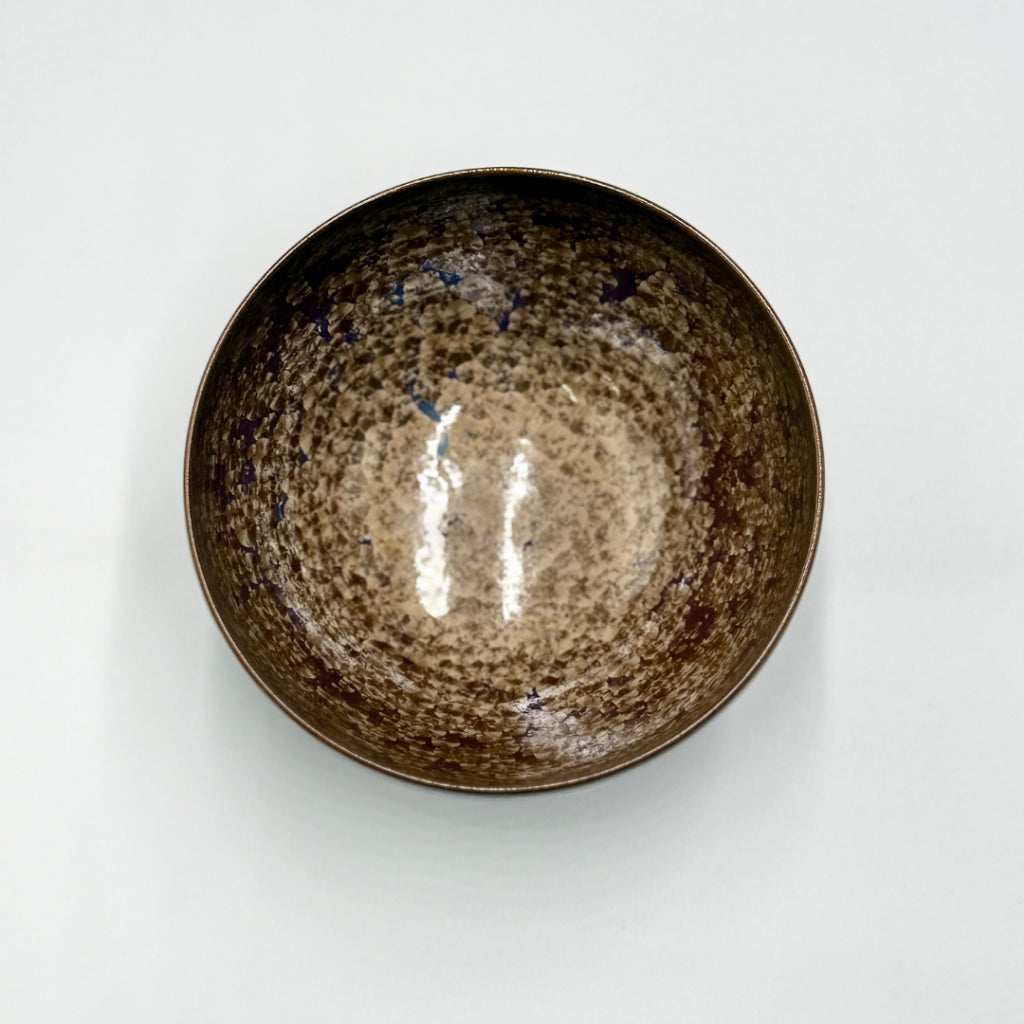 Flower Crystal (Grayish Brown) Matcha Bowl, Kiyomizu Ware, Kyoto Japan, chawan