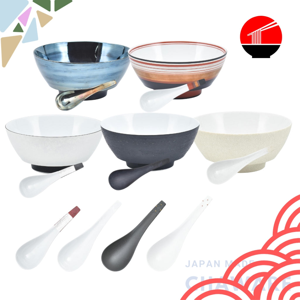 "Ultimate Arita Ware Ramen Bowl and Soup Spoon Collection – 20th Anniversary Design – Made in Japan"