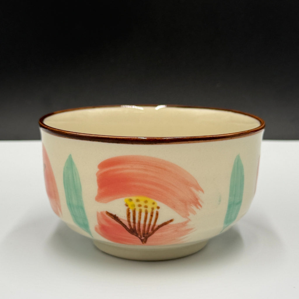 Red Flower Matcha Bowl Seto Ware (Made in Japan)matcha chawan,japanese tea bowl