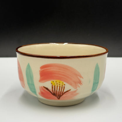 Red Flower Matcha Bowl Seto Ware (Made in Japan)matcha chawan,japanese tea bowl