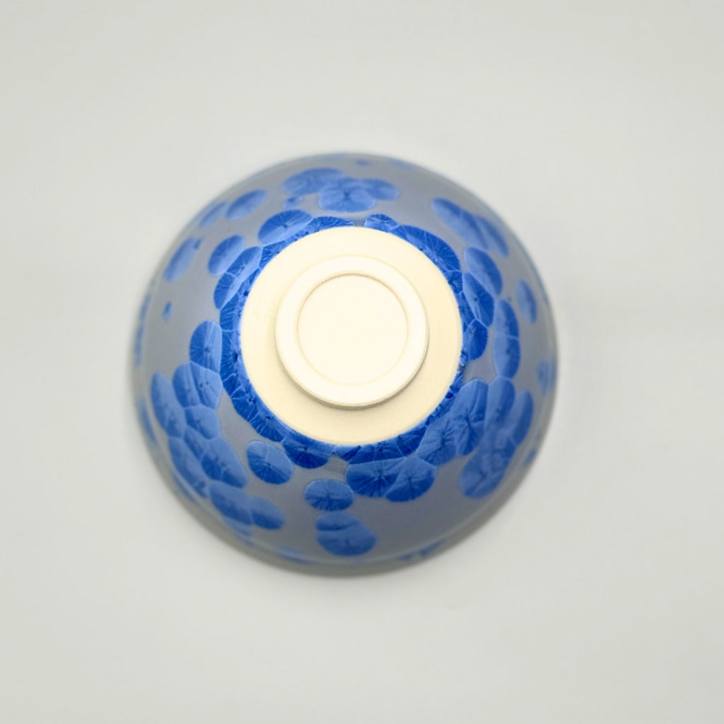 Kiyomizu Ware Kyoto Japan Flower Crystal (Blue) Matcha Bowl, Chawan